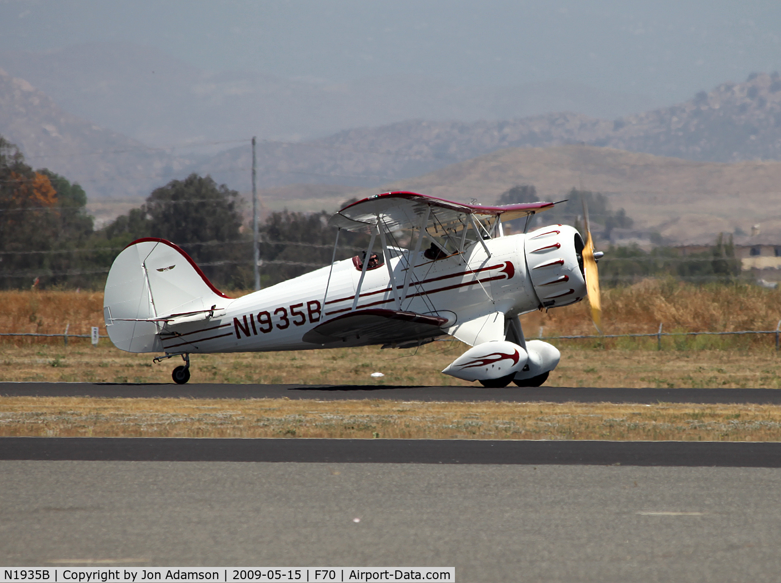 N1935B, 1985 Classic Aircraft Corp WACO YMF C/N F5-001, Taxiing at French Valley Airport, Murrieta, CA