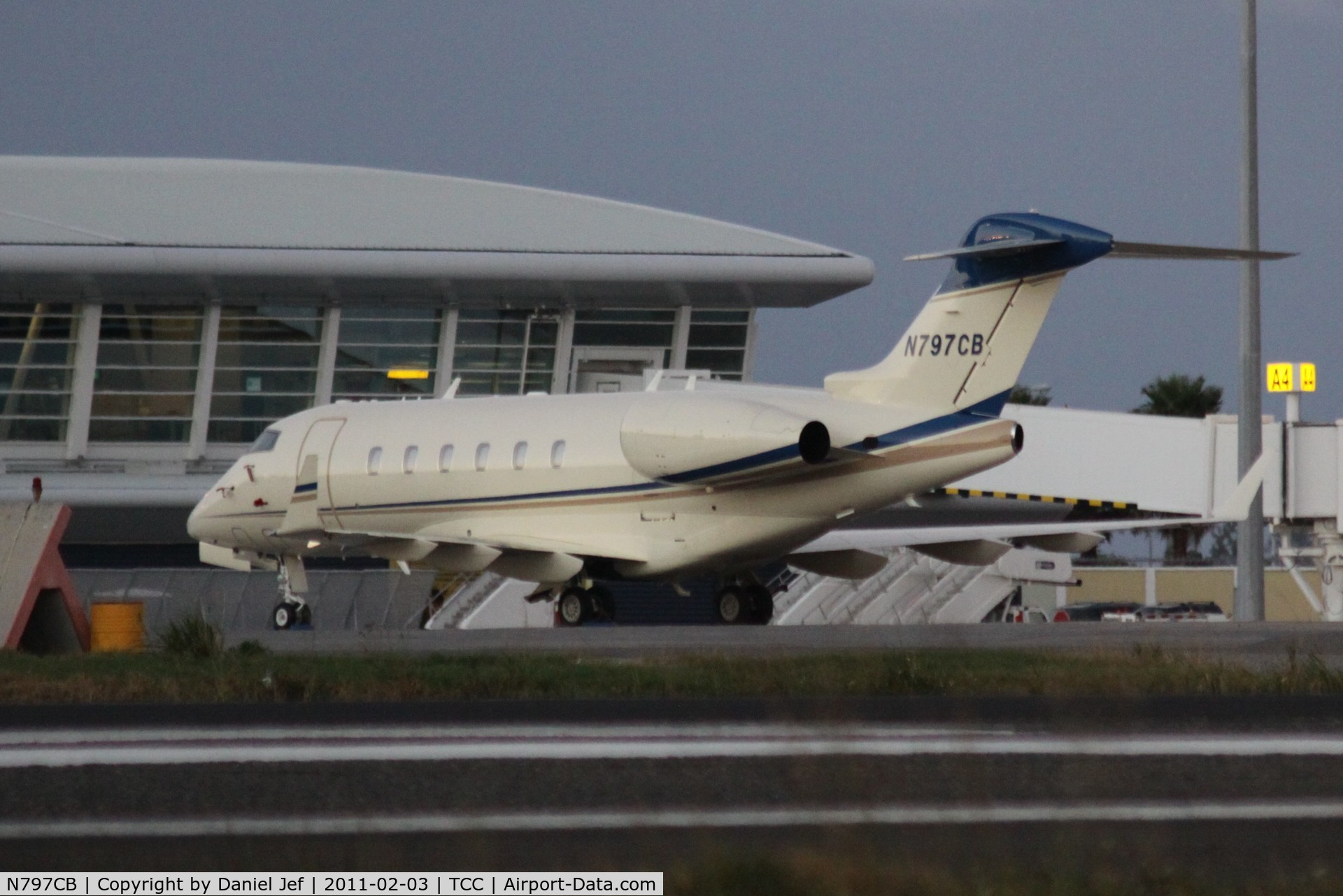 N797CB, 2007 Bombardier Challenger 300 (BD-100-1A10) C/N 20158, N797CB park on the main ramp at TNCM