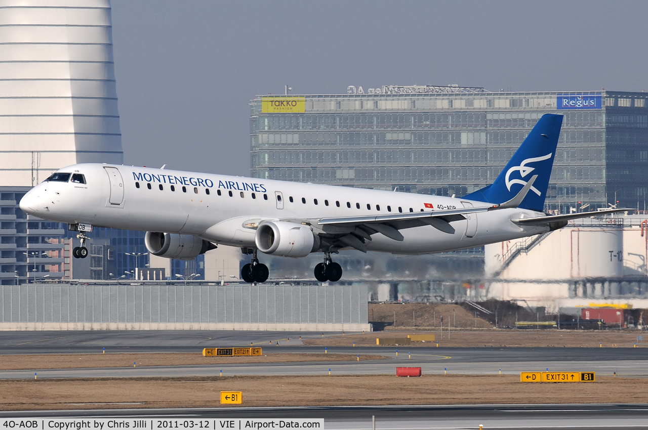 4O-AOB, 2009 Embraer 195LR (ERJ-190-200LR) C/N 19000283, Montenegro Airlines