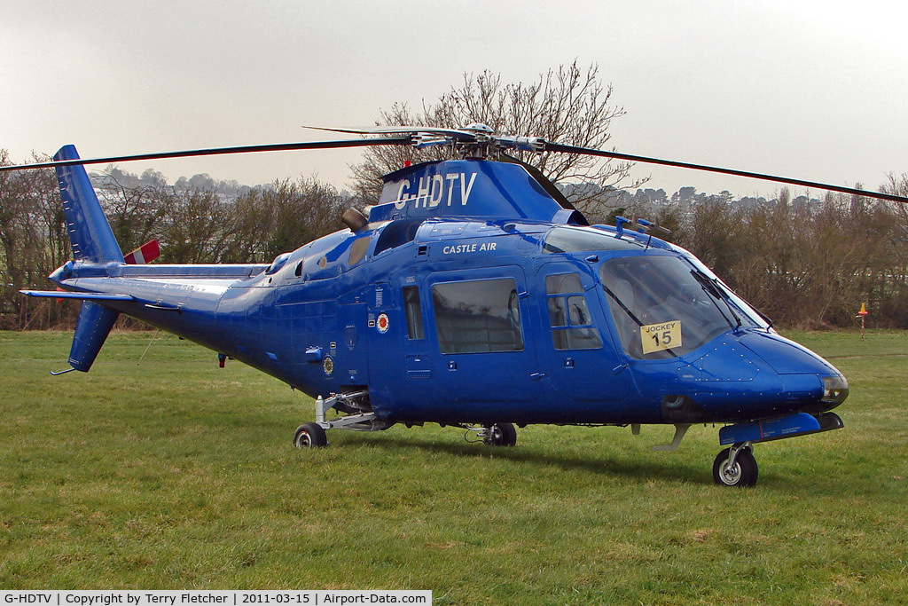 G-HDTV, 1983 Agusta A-109A-2 C/N 7266, Visitor to Day 1 of the 2011 Cheltenham Horseracing Festival