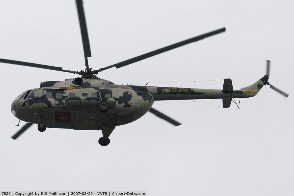7836, Mil Mi-8 Hip C/N Not found 7836, Mil Mi8.   Vietnam - Air Force
Not the easiest of shots with their secrecy