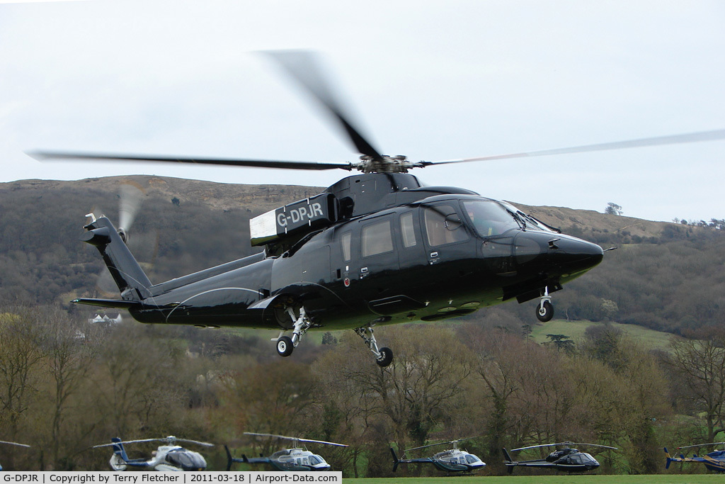G-DPJR, 1989 Sikorsky S-76B C/N 760352, A visitor to Cheltenham Racecourse on 2011 Gold Cup Day