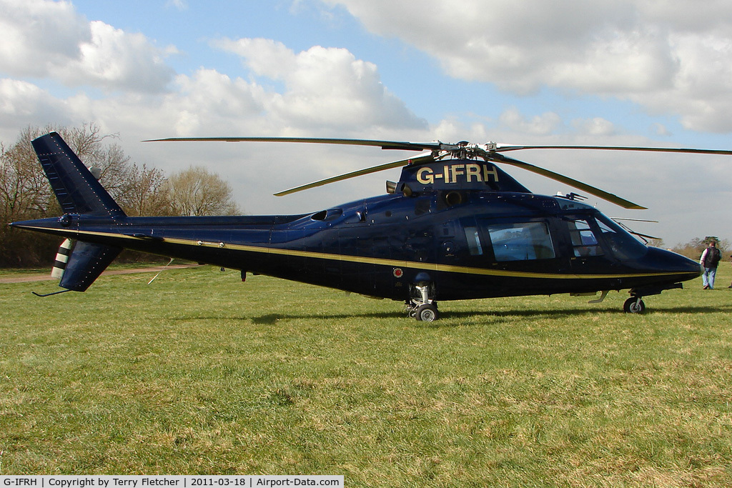 G-IFRH, 1990 Agusta A-109C C/N 7619, A visitor to Cheltenham Racecourse on 2011 Gold Cup Day