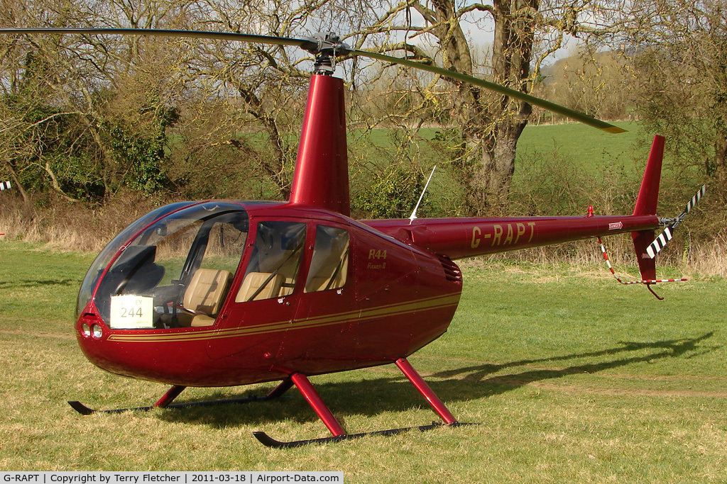 G-RAPT, 2009 Robinson R44 Raven II C/N 12791, A visitor to Cheltenham Racecourse on 2011 Gold Cup Day