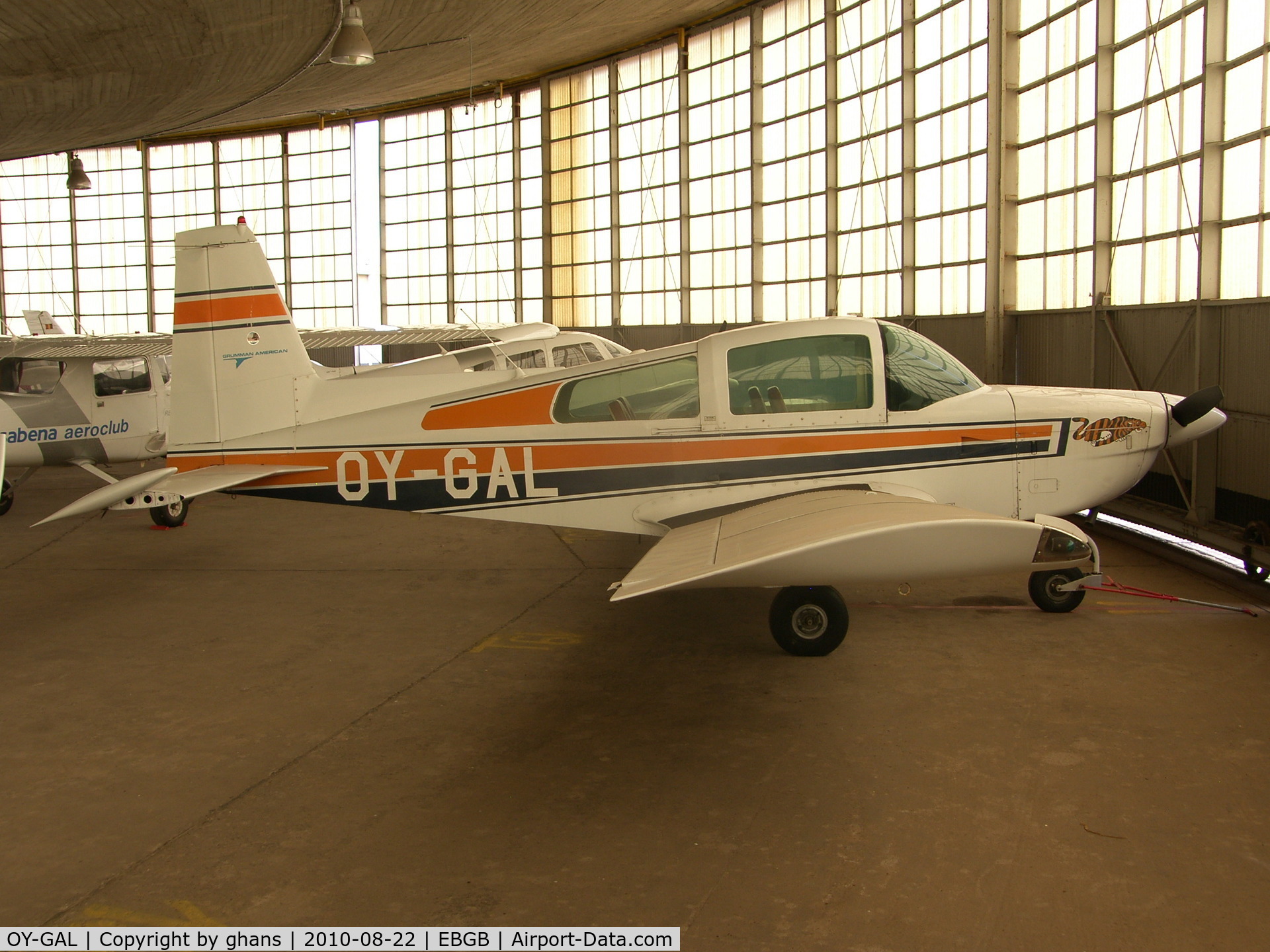 OY-GAL, 1975 Grumman American AA-5B Tiger C/N AA5B-0197, In hangar @ Grimbergen