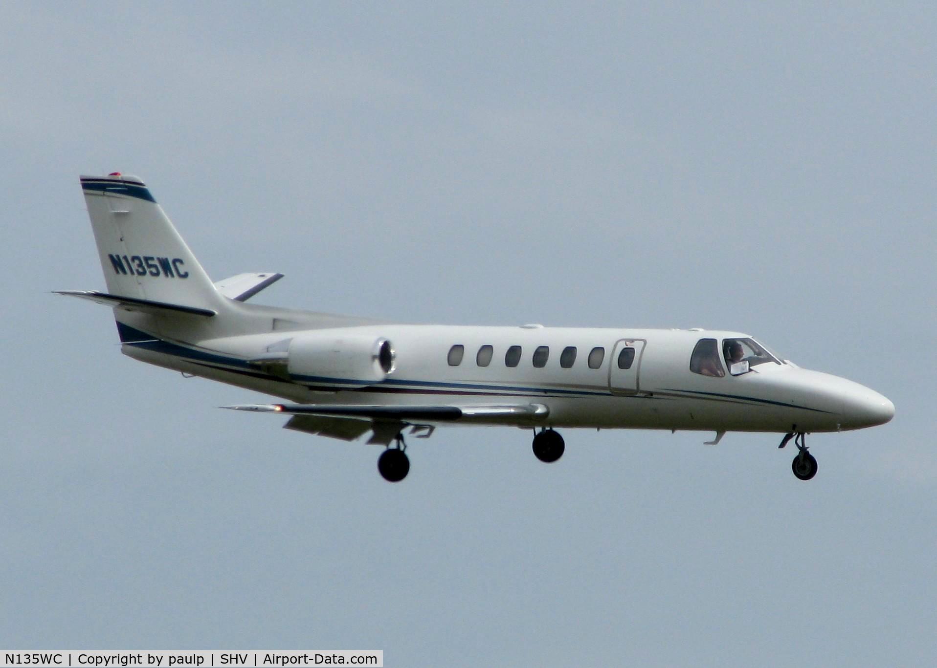 N135WC, 1994 Cessna 560 Citation Ultra C/N 560-0261, Landing at Shreveport Regional.
