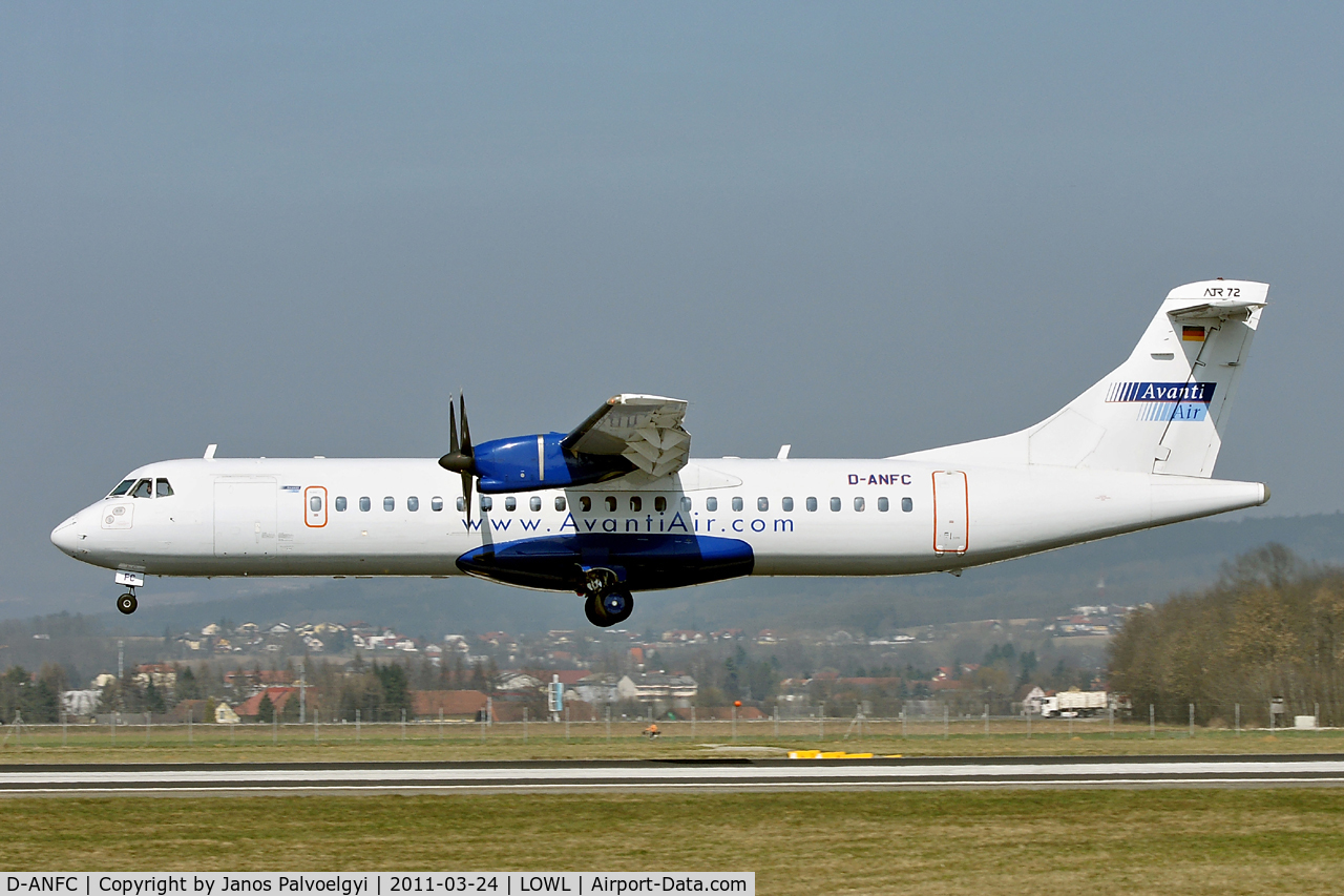 D-ANFC, 1991 ATR 72-202 C/N 237, Avanti Air ATR-72-202 landing in LOWL/LNZ