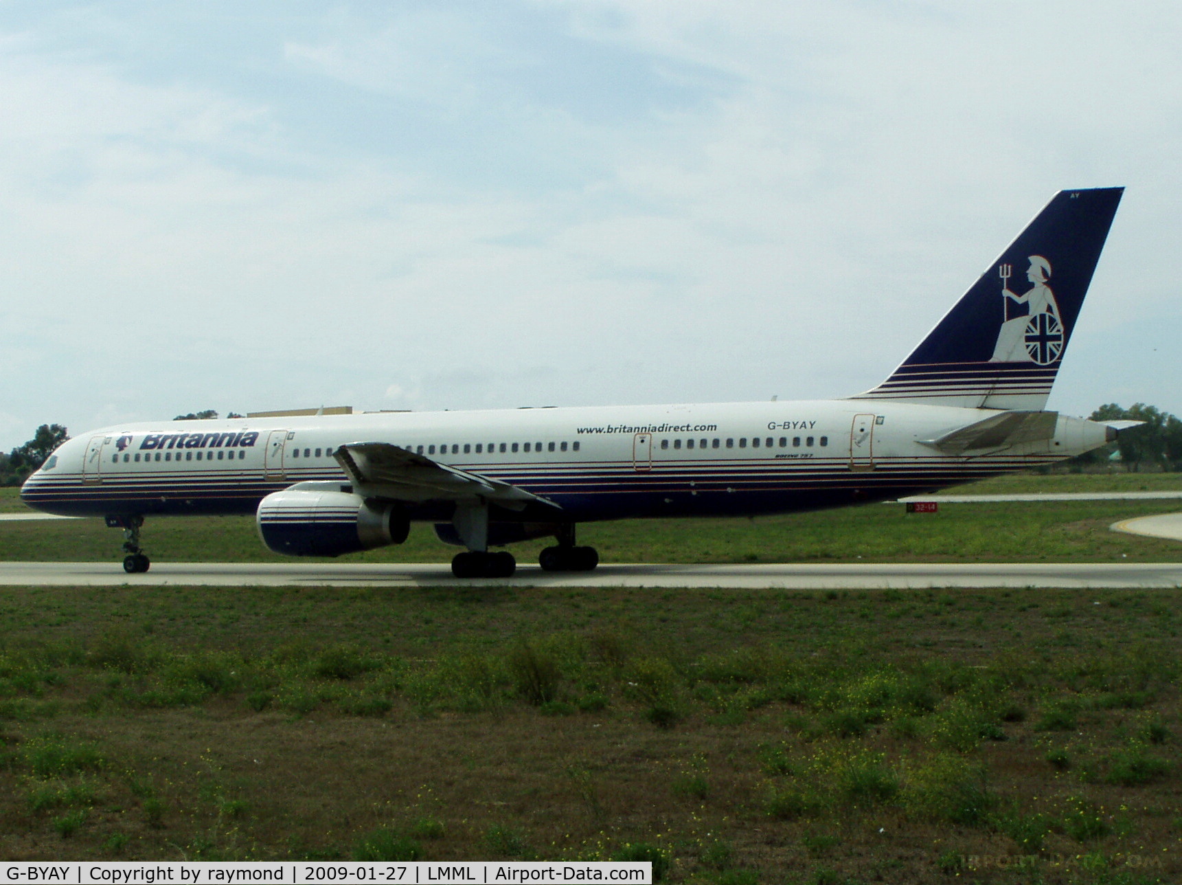 G-BYAY, 1999 Boeing 757-204 C/N 28836, B757 G-BYAY Britannia Airways taxying out for departure from Malta.