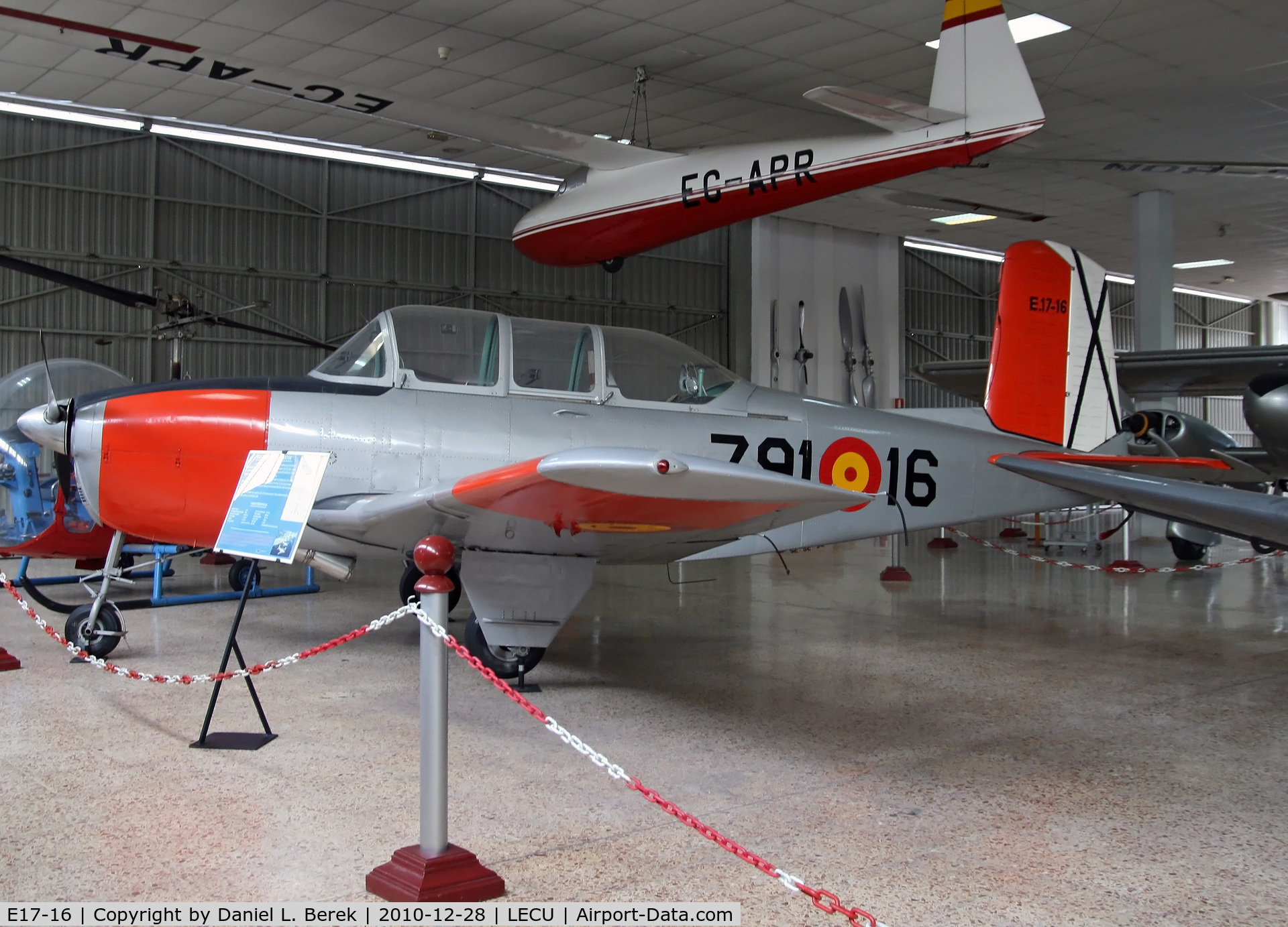E17-16, 1955 Beech T-34A (A45) Mentor C/N G-786, Spanish Air Force example on display at the Museo del Aire, Madrid.