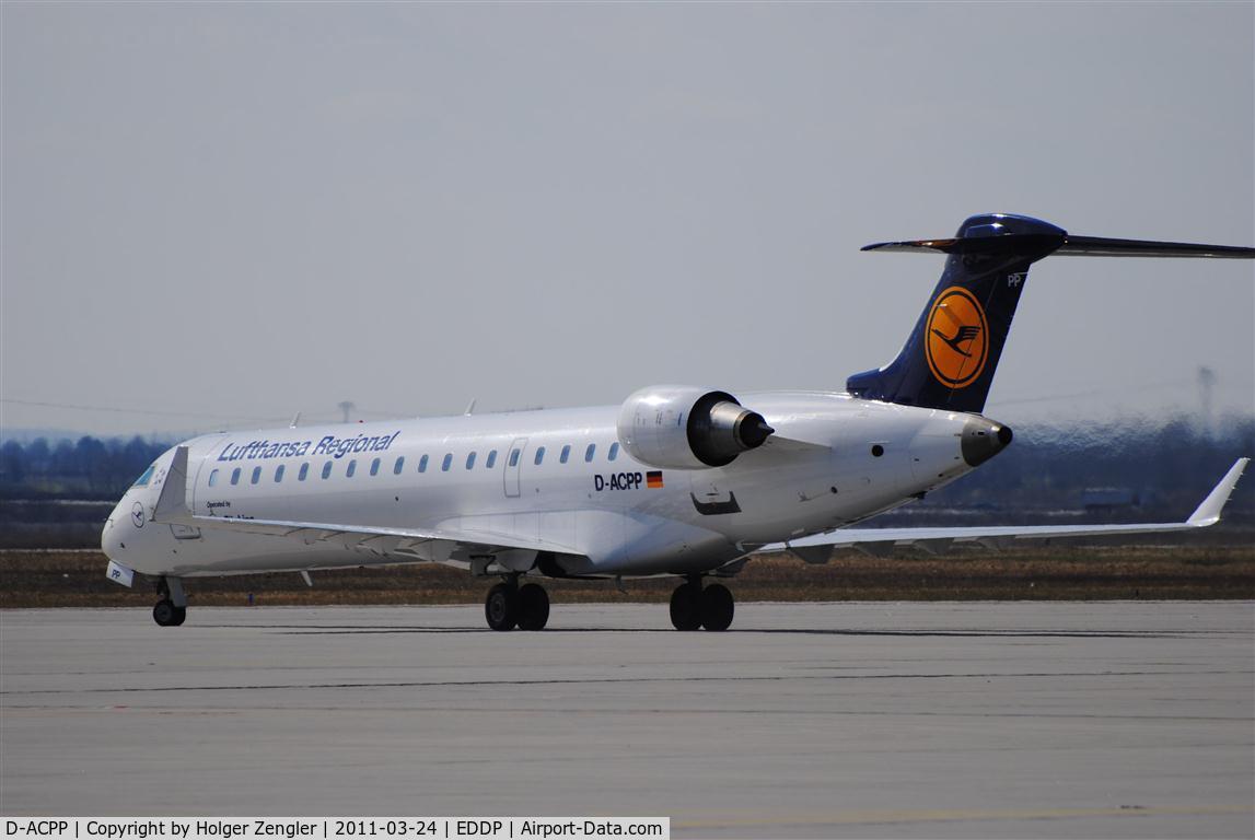 D-ACPP, 2003 Bombardier CRJ-701ER (CL-600-2C10) Regional Jet C/N 10086, Reached parking position at GAT apron.