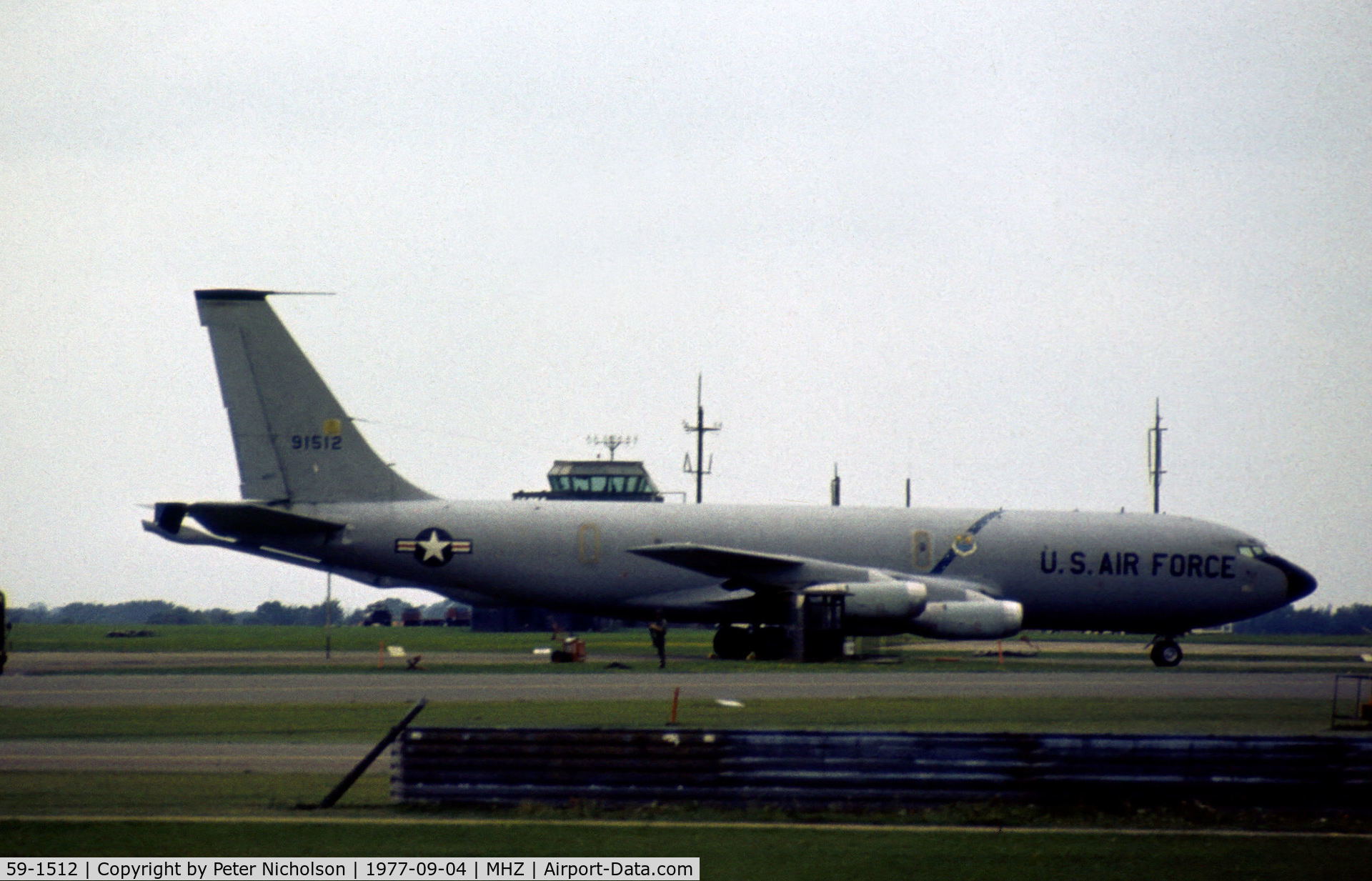 59-1512, 1959 Boeing KC-135Q Stratotanker C/N 18000, KC-135Q Stratotanker of RAF Mildenhall's 100th Air Refuelling Wing in support of Detachment 4 SR-71A Blackbird operations seen in September 1977.