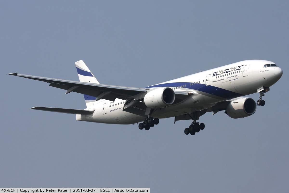 4X-ECF, 2007 Boeing 777-258/ER C/N 36084, LHR Trip