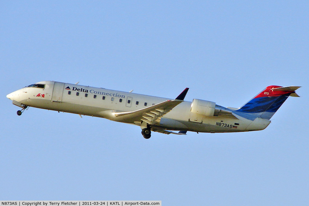 N873AS, 2001 Bombardier CRJ-200ER (CL-600-2B19) C/N 7549, 2001 Bombardier CL-600-2B19, c/n: 7549 climbing out of Atlanta
