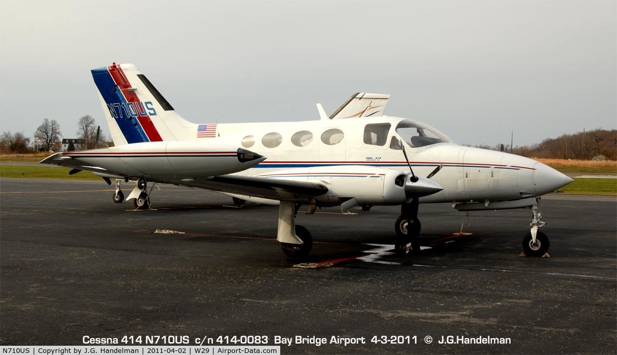 N710US, Cessna 414 Chancellor C/N 414-0083, at Bay Bridge Airport MD