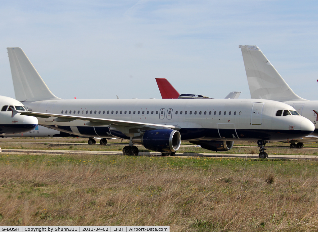 G-BUSH, 1989 Airbus A320-211 C/N 042, Stored without titles and logos...