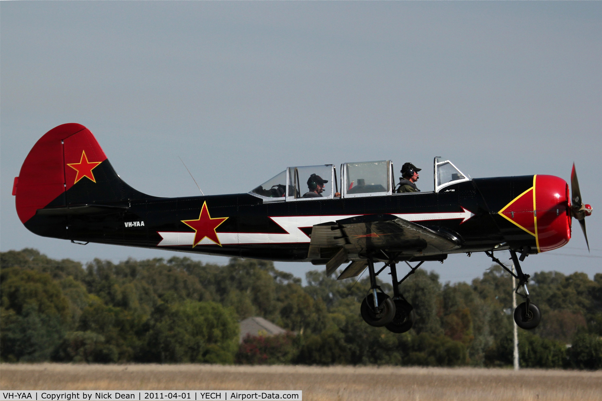 VH-YAA, 1981 Yakovlev Yak-52 C/N 811602, YECH AAAA National fly in 2011
