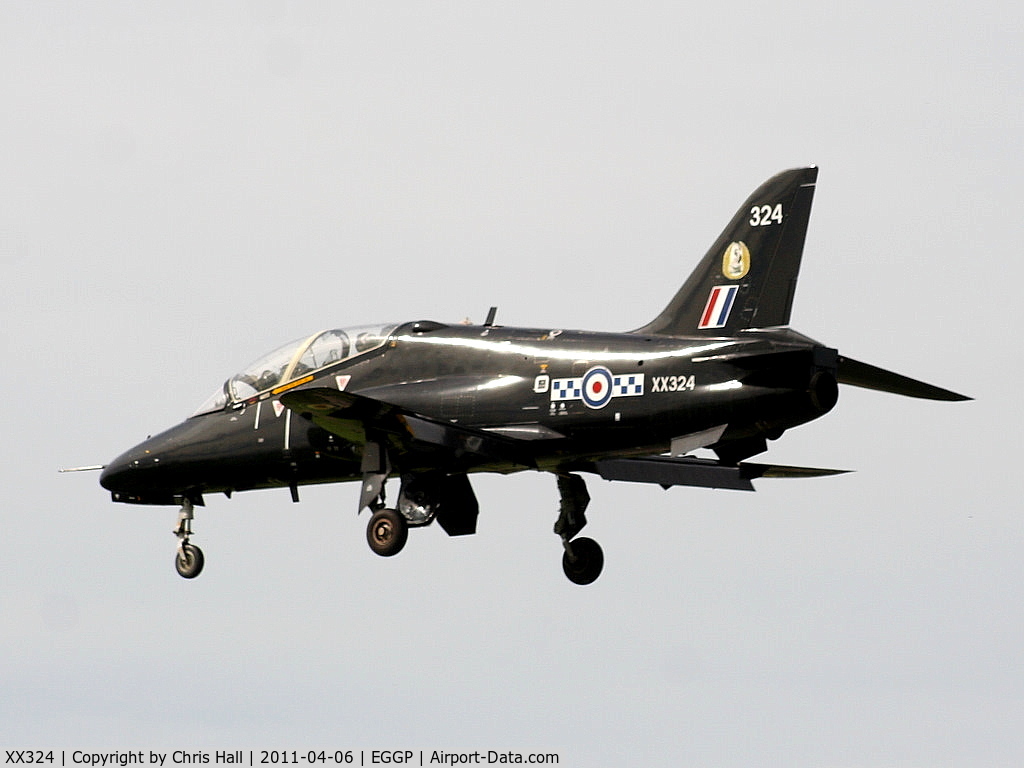 XX324, 1980 Hawker Siddeley Hawk T.1A C/N 168/312149, RAF Hawk from Valley performing a touch and go at Liverpool