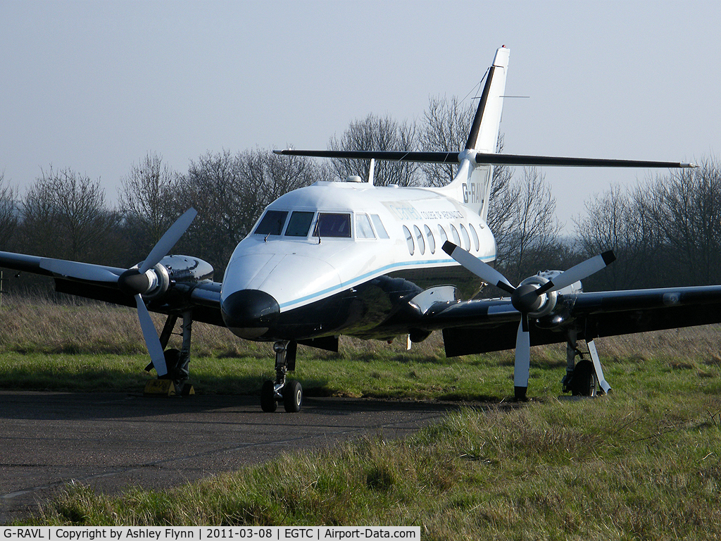 G-RAVL, 1969 Handley Page HP-137 Jetstream 200 C/N 208, Parked at Cranfield on the disused runway.