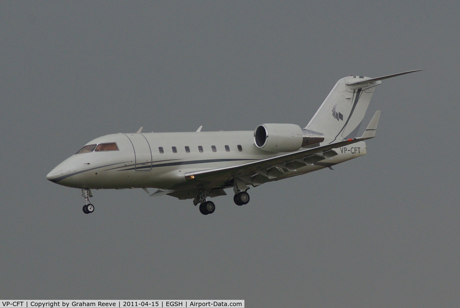 VP-CFT, 1990 Canadair Challenger 601-3A (CL-600-2B16) C/N 5067, About to touch down.