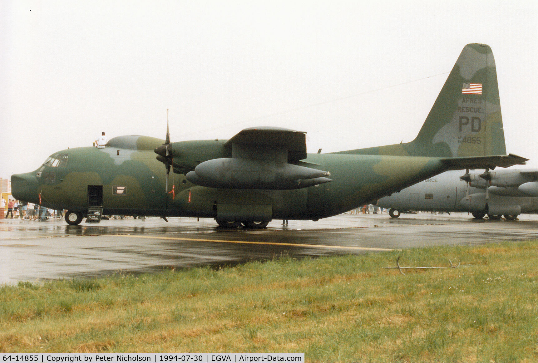 64-14855, 1964 Lockheed HC-130H-LM Hercules C/N 382-4055, HC-130H Hercules, callsign King 55, of 304th Rescue Squadron on display at the 1994 Intnl Air Tattoo at RAF Fairford.
