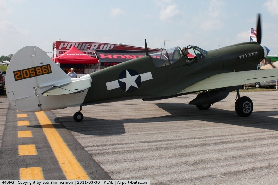 N49FG, 1943 Curtiss P-40N Warhawk C/N 29623, Arriving at Sun N Fun 2011 - Lakeland, FL