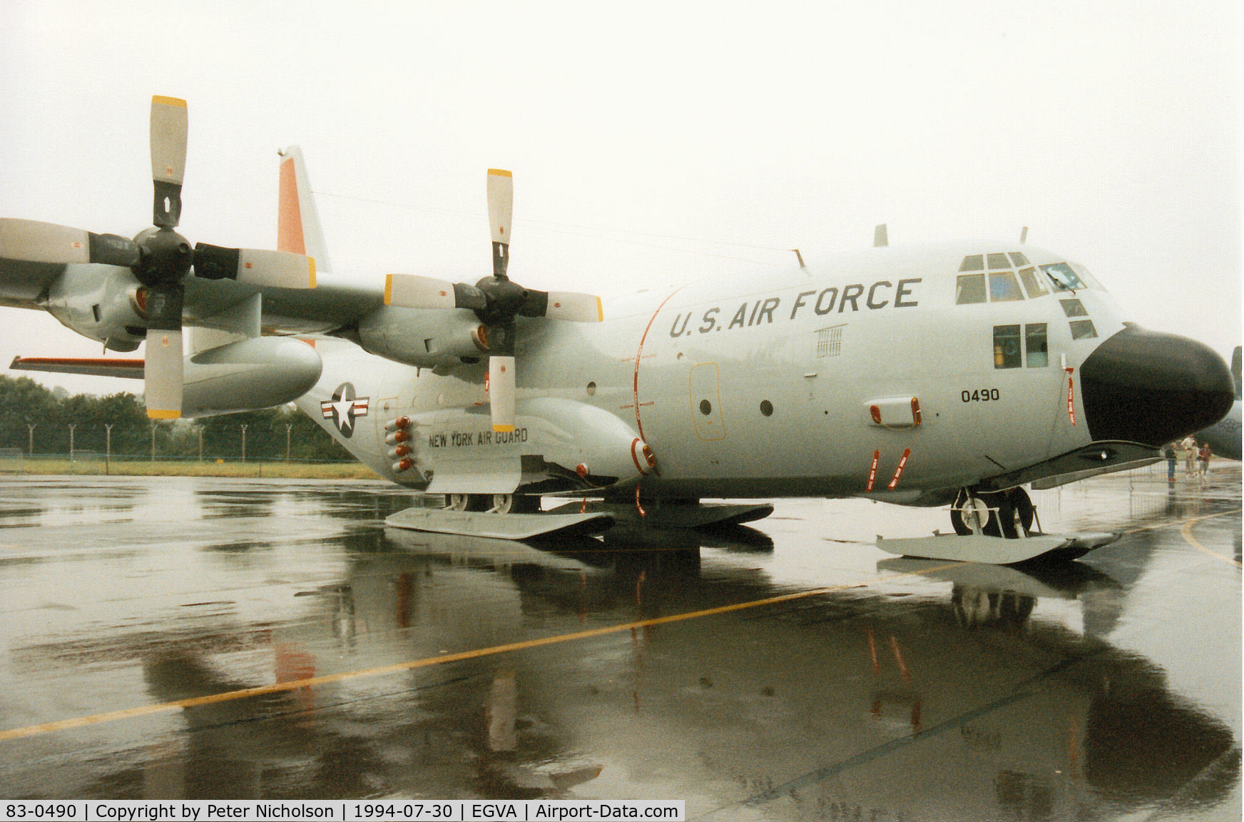 83-0490, 1983 Lockheed LC-130H Hercules C/N 382-5007, LC-130H Hercules, callsign Skier 40, of the New York Air National Guard on display at the 1994 Intnl Air Tattoo at RAF Fairford.