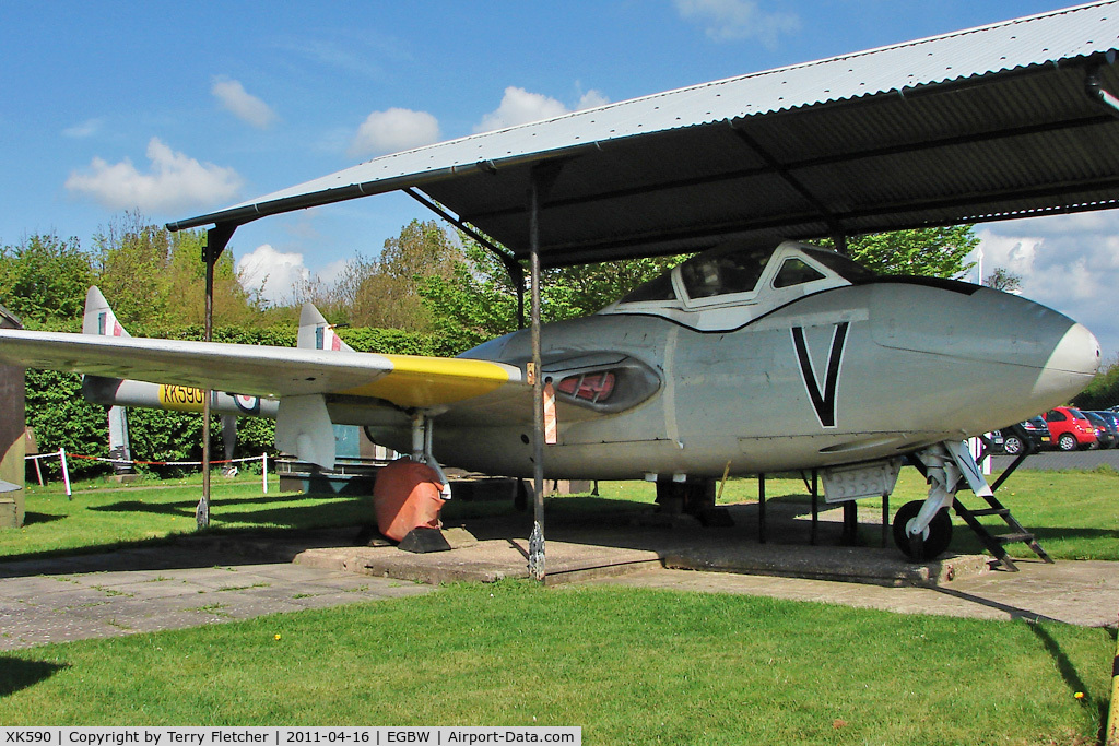 XK590, 1950 De Havilland DH-115 Vampire T.11 C/N 15779, 1950 De Havilland Vampire T11, c/n: 15779 at Wellesbourne Museum