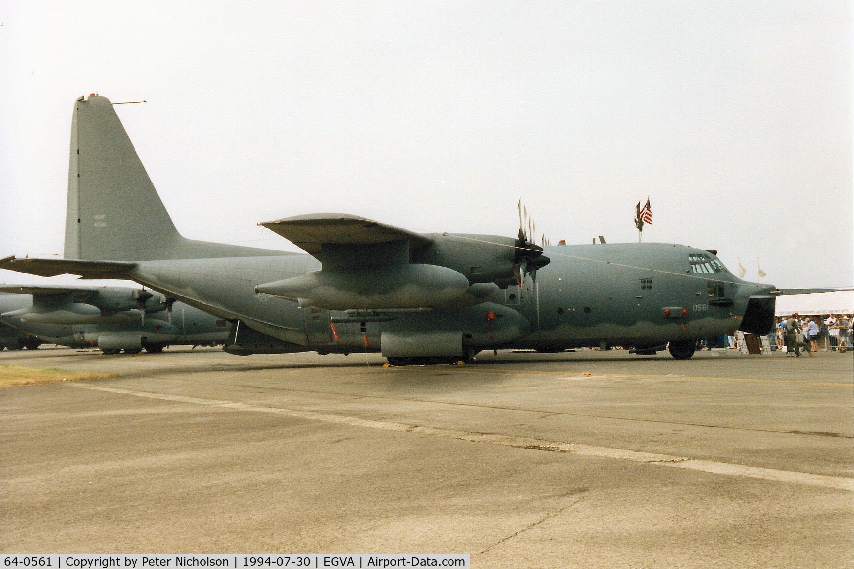 64-0561, 1964 Lockheed MC-130E Hercules C/N 382-4065, MC-130E Combat Talon 1, named Lucky 7, of 8th Special Operations Squadron on display at the 1994 Intnl Air Tattoo at RAF Fairford.