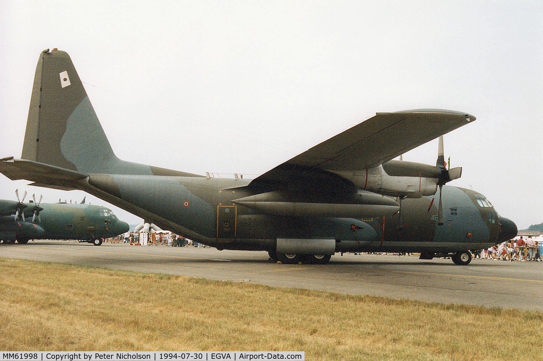 MM61998, 1973 Lockheed C-130H Hercules C/N 382-4494, C-130H Hercules, callsign India 1997, of 46 Brigada Aerea Italian Air Force on display at the 1994 Intnl Air Tattoo at RAF Fairford.
