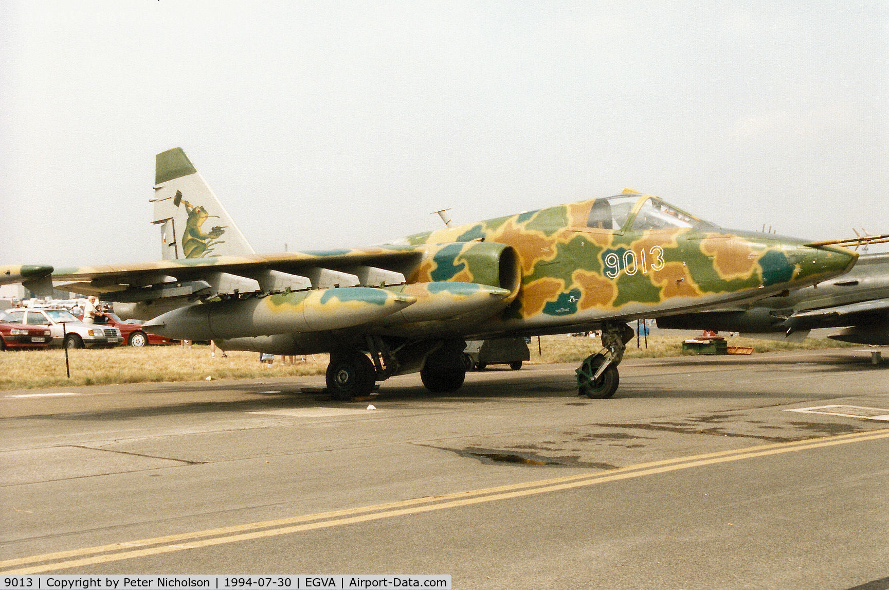 9013, Sukhoi Su-25K C/N 25508109013, Su-25K Frogfoot of 30 BLP Czech Air Force on display at the 1994 Inntl Air Tattoo at RAF Fairford.