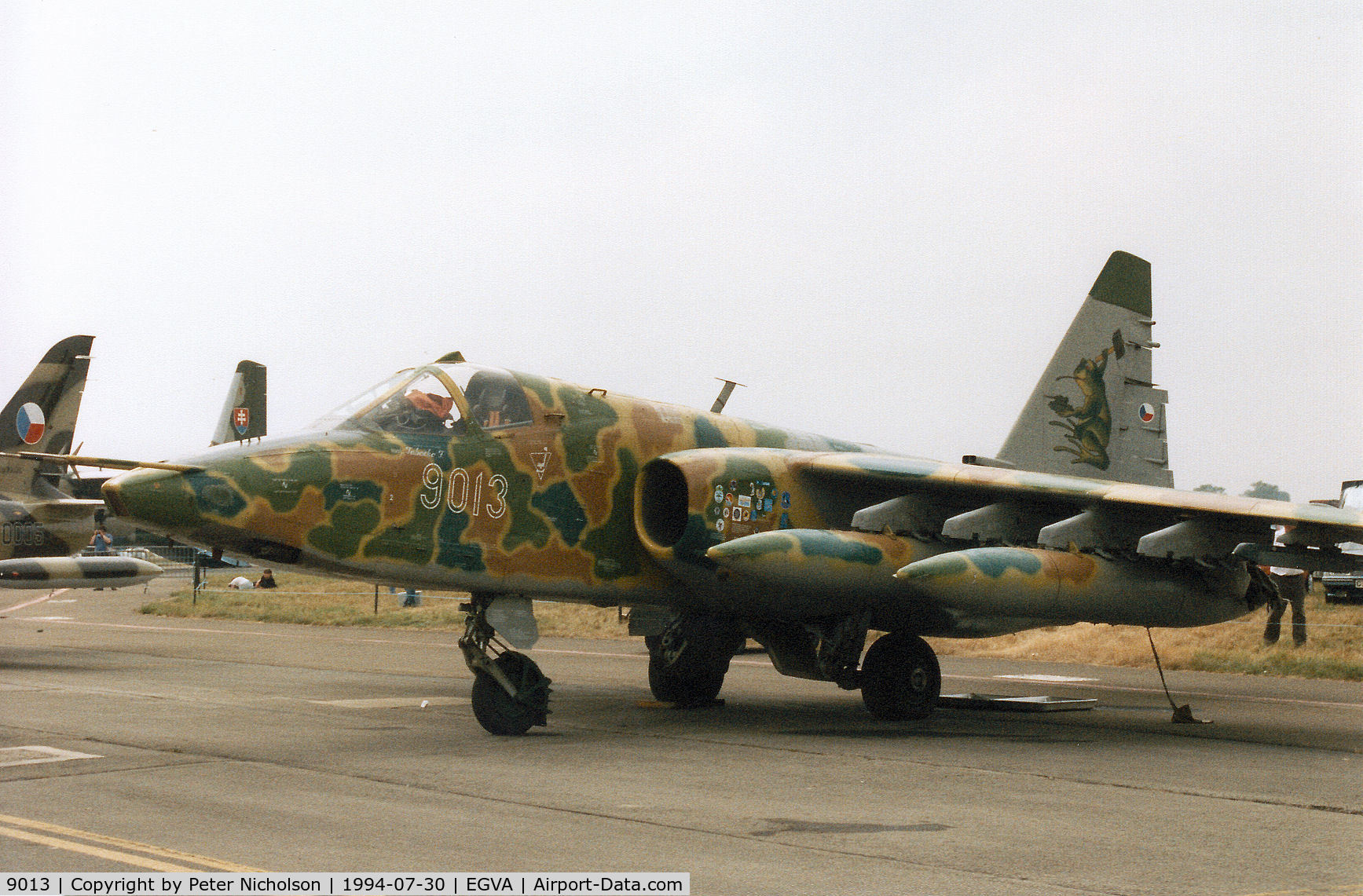 9013, Sukhoi Su-25K C/N 25508109013, Another view of the Czech Air Force Su-25K Frogfoot on display at the 1994 Intnl Air Tattoo at RAF Fairford.