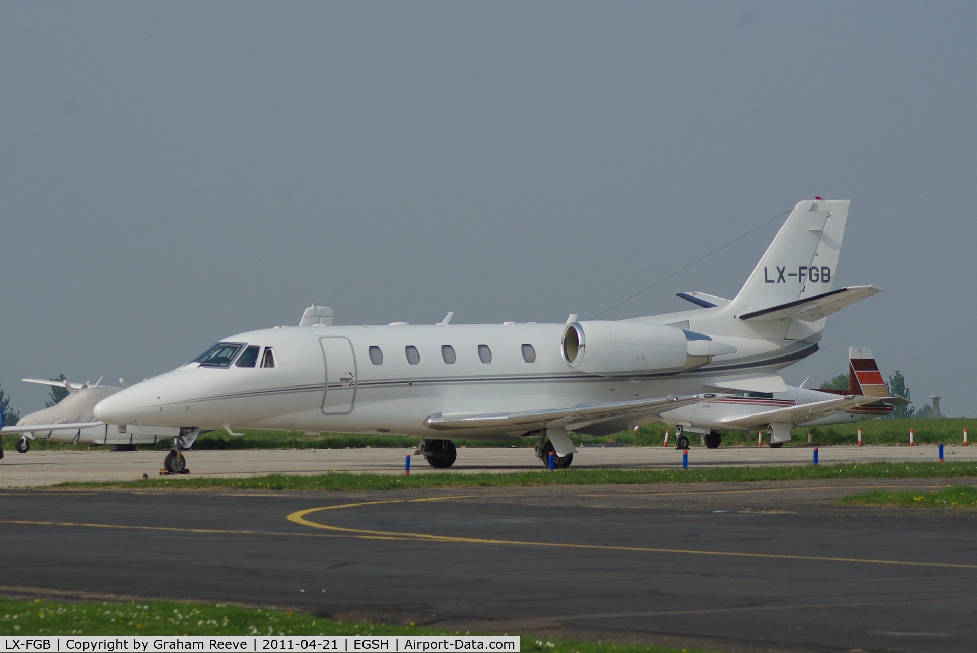 LX-FGB, 2009 Cessna 560 Citation XLS+ C/N 560-6026, Parked out in the sun.