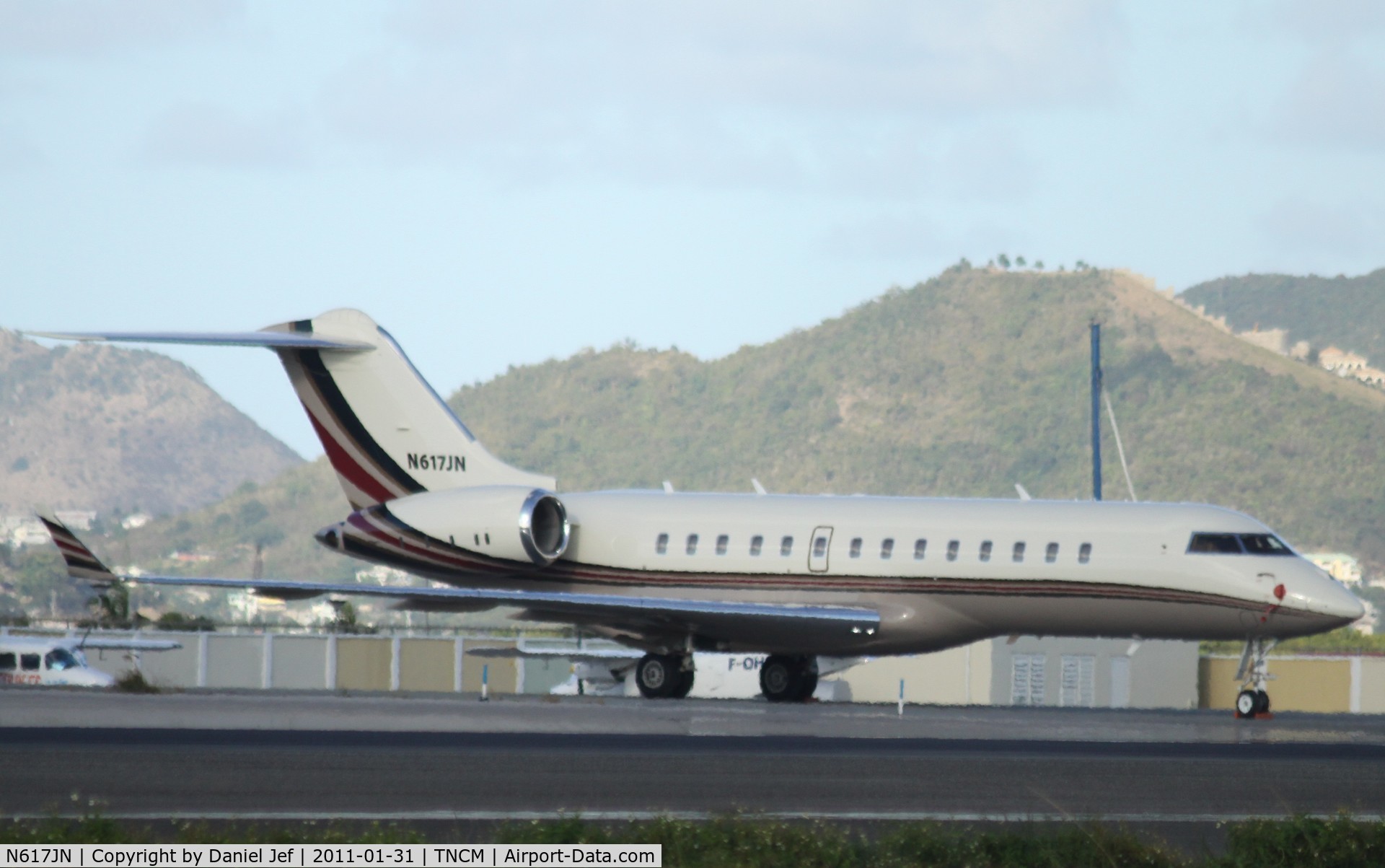 N617JN, 1997 Bombardier BD-700-1A10 Global Express C/N 9004, N617JN park on the main ramp at TNCM