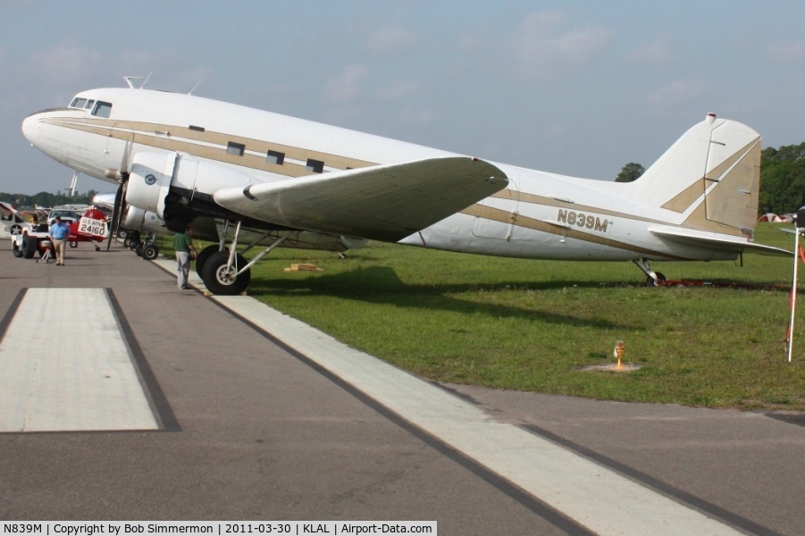 N839M, 1943 Douglas VC-47A Skytrain C/N 20166, On display at Sun N Fun 2011 - Lakeland, FL