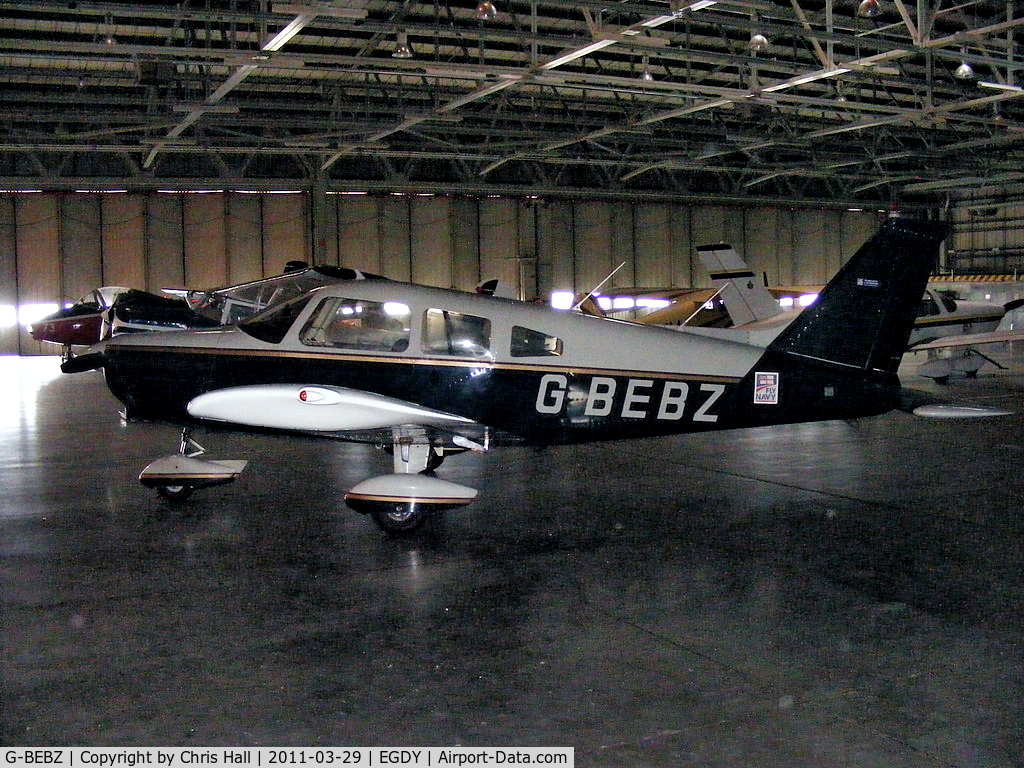 G-BEBZ, 1976 Piper PA-28-151 Cherokee Warrior C/N 28-7615328, inside the 727 NAS Hangar