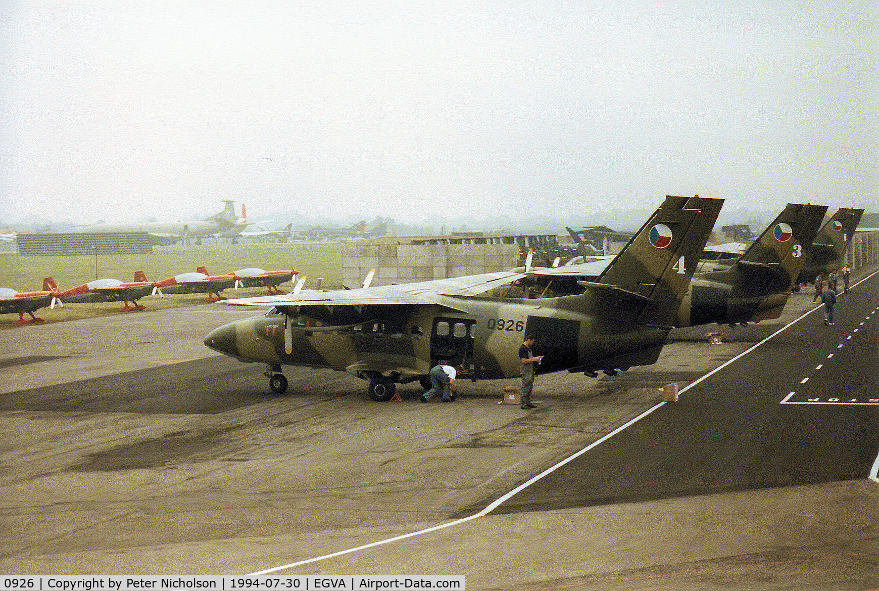 0926, 1982 Let L-410UVP Turbolet C/N 820926, L-410T Turbolet of the Czech Air Force's Szobi Kvartet on the flight-line at the 1994 Intnl Air Tattoo at RAF Fairford.
