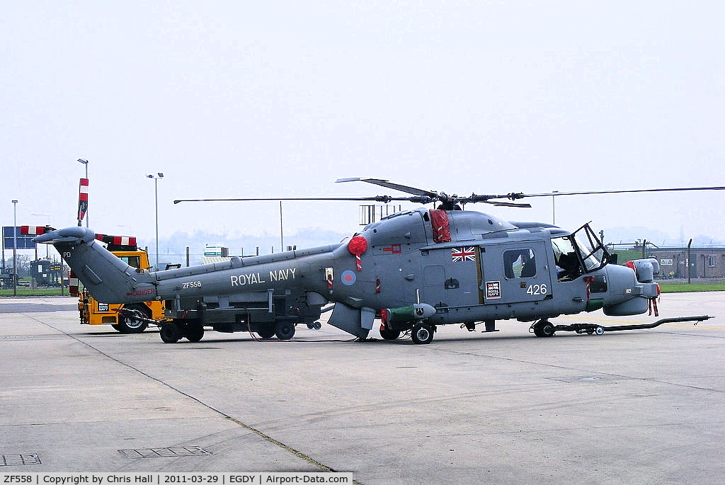 ZF558, 1987 Westland Lynx HMA.8SRU C/N 335, on the 815 Sqdn Lynx apron