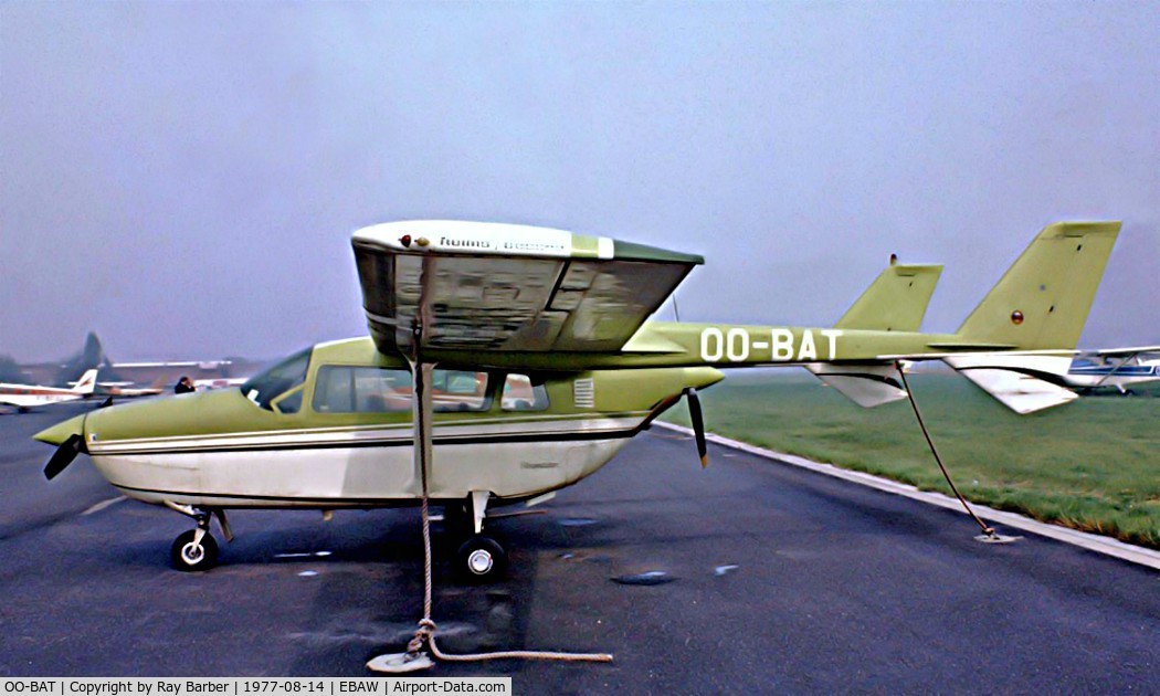 OO-BAT, Cessna 337 Super Skymaster C/N 337-0050, R/Cessna F.337F Super Skymaster [F337-00050] Antwerp~OO 14/08/1977.Taken from a slide.