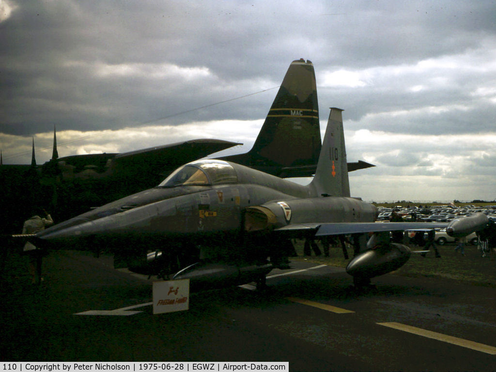 110, 1968 Northrop RF-5A Freedom Fighter C/N RFG.1011, RF-5A Freedom Fighter of 717 Skv Royal Norwegian Air Force on display at the 1975 RAF Alconbury Airshow.