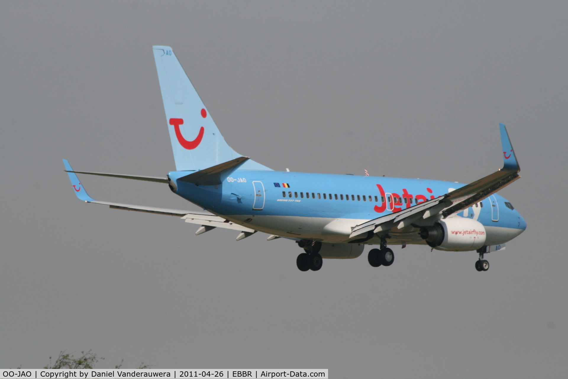 OO-JAO, 2008 Boeing 737-7K5 C/N 35141, Flight JAF2712 is descending to RWY 02