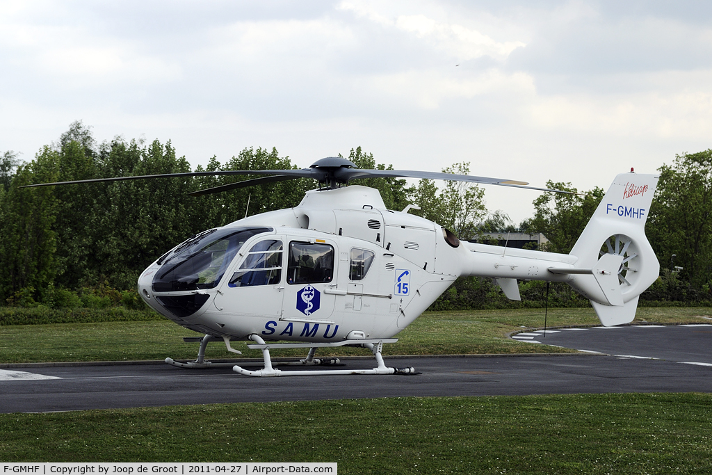 F-GMHF, Eurocopter EC-135T-1 C/N 0056, SAMU medivac heli at Reims Hospital airport