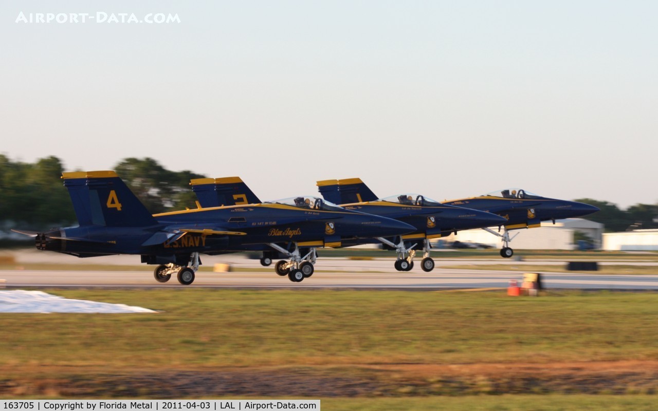 163705, 1988 McDonnell Douglas F/A-18C Hornet C/N 0767/C067, Blue Angels departing Lakeland