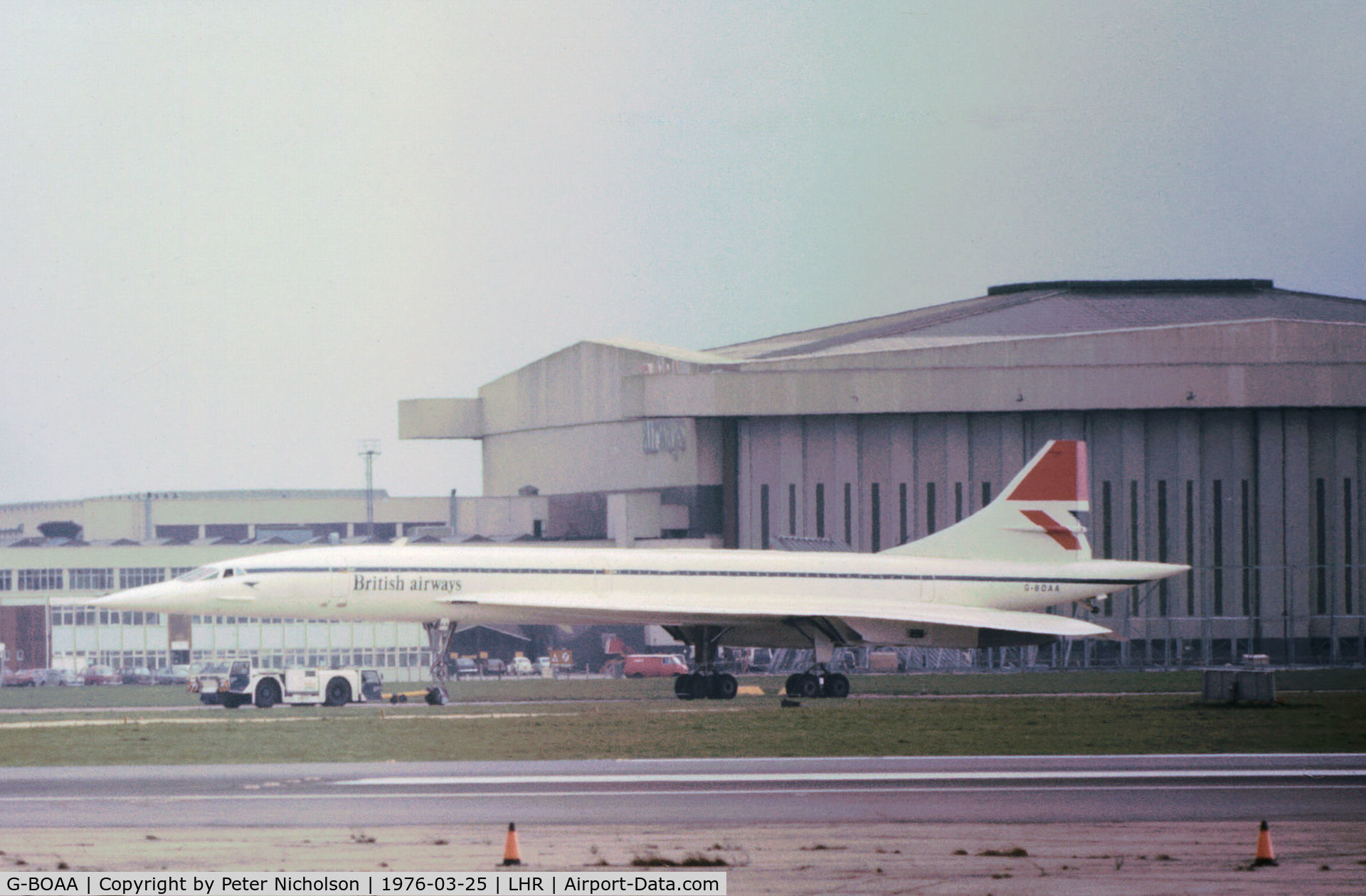 G-BOAA, 1974 Aerospatiale-BAC Concorde 1-102 C/N 100-006, Concorde 102 of British Airways seen at Heathrow in March 1976.