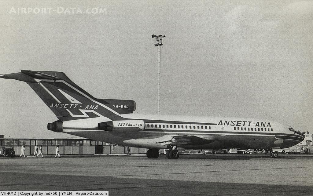 VH-RMD, 1965 Boeing 727-77 C/N 18844, Scanned from a B&W print taken in the early 1960's