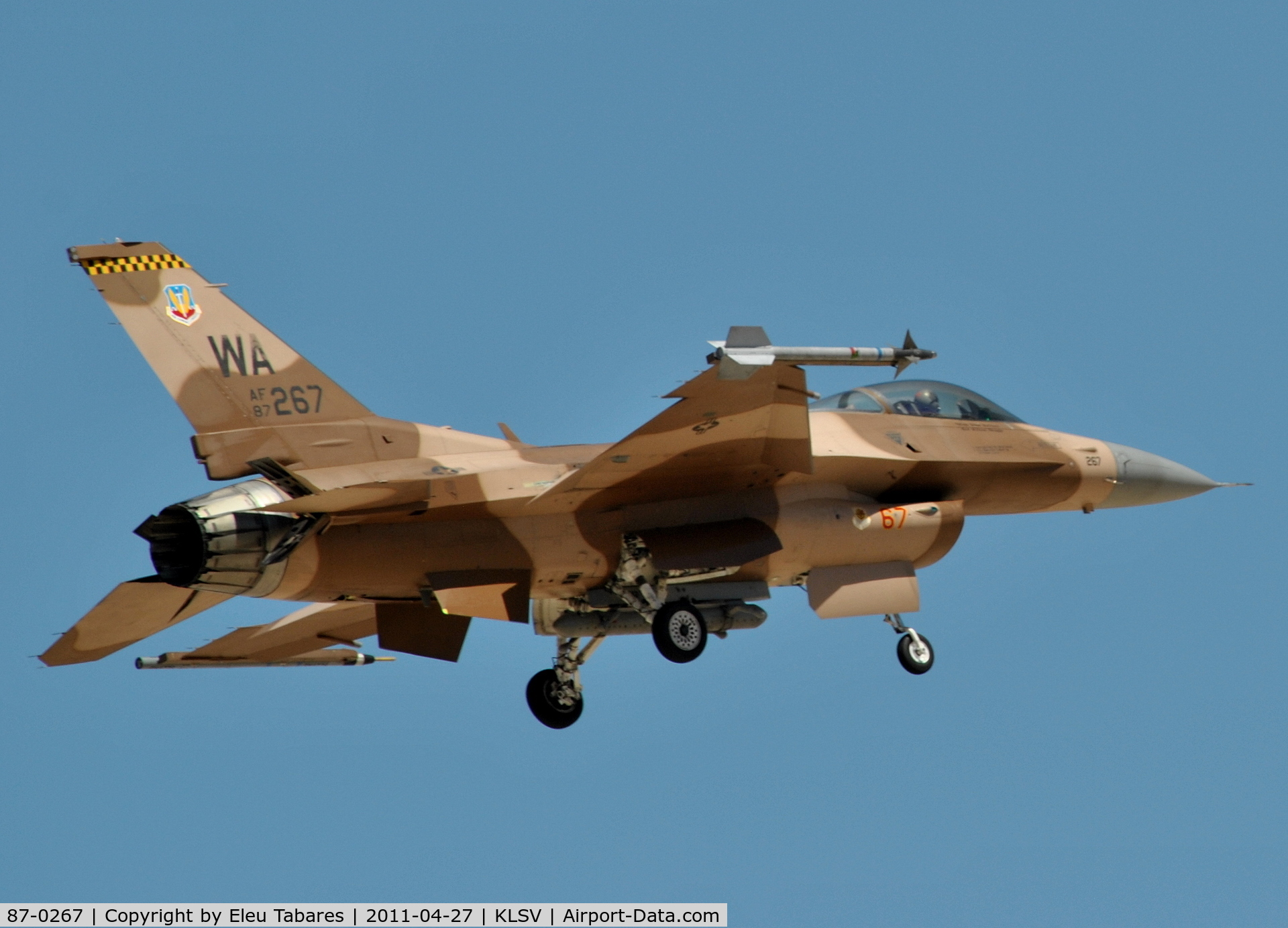 87-0267, General Dynamics F-16C Fighting Falcon C/N 5C-528, Taken during Green Flag Exercise at Nellis Air Force Base, Nevada.