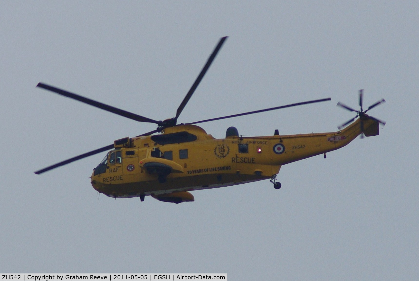 ZH542, Westland Sea King HAR.3A C/N WA1008, Passing over Norwich airport.