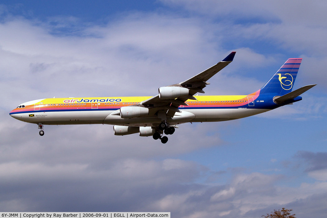 6Y-JMM, 1998 Airbus A340-313 C/N 216, Airbus A340-313X [216] (Air Jamaica) Heathrow~G 01/09/2006