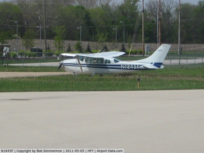 N1845F, 1966 Cessna 210F Centurion C/N 21058745, Tied down at Greenwood, IN