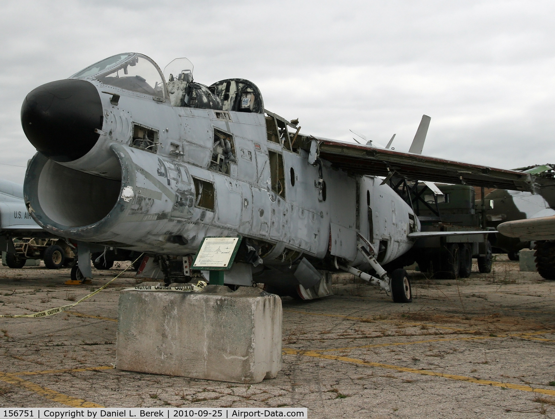 156751, LTV TA-7C Corsair II C/N E-018, This former Navy plane has shed so many of her parts, so as to be barely recognizable.