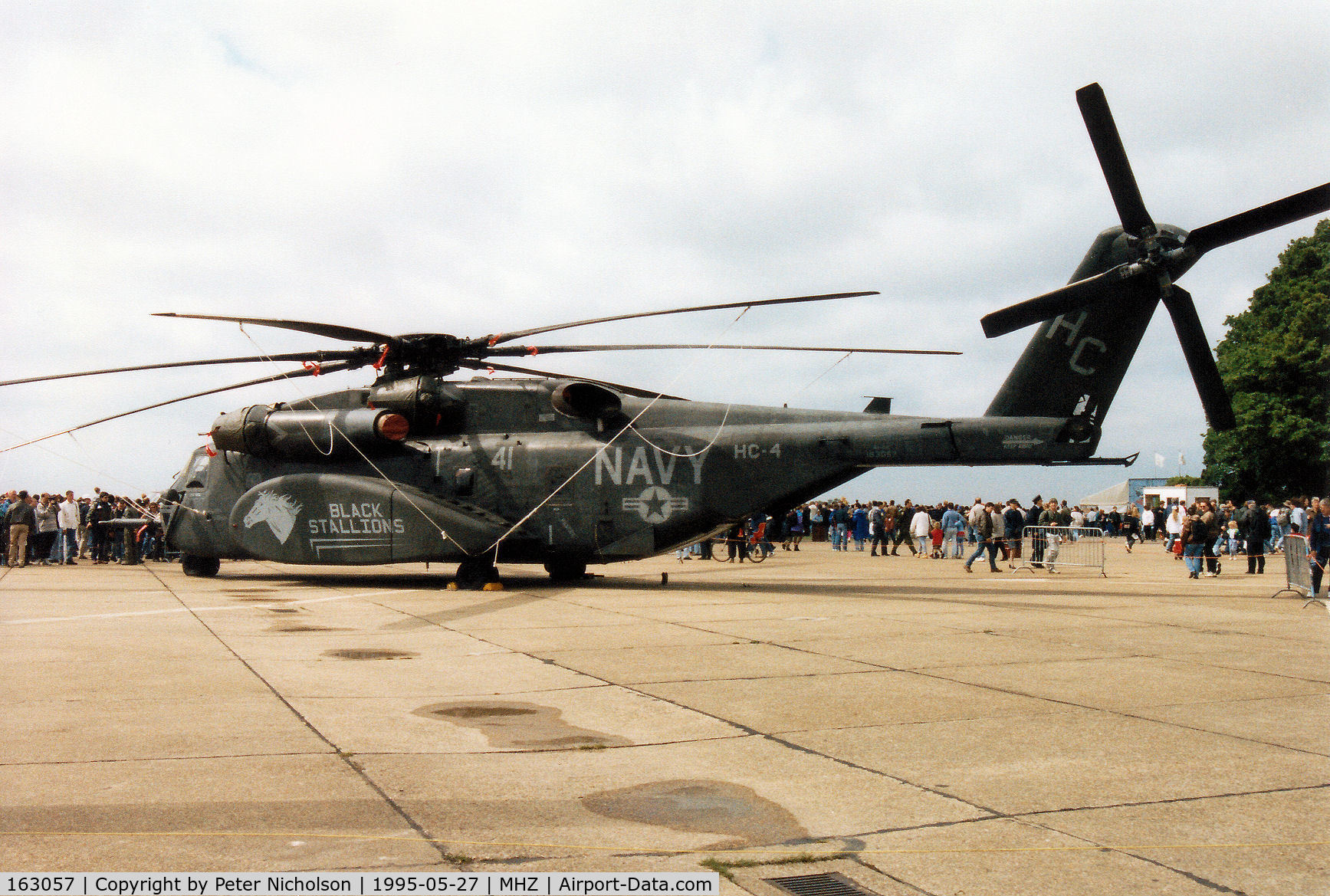 163057, Sikorsky MH-53E Sea Dragon C/N 65-555, MH-53 of HC-4 based at NAS Sigonella on display at the 1995 RAF Mildenhall Air Fete.